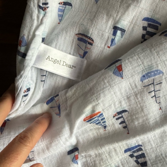 Angel Dear Nautical Sailboat Cotton Muslin Blanket - Picture 2 of 2